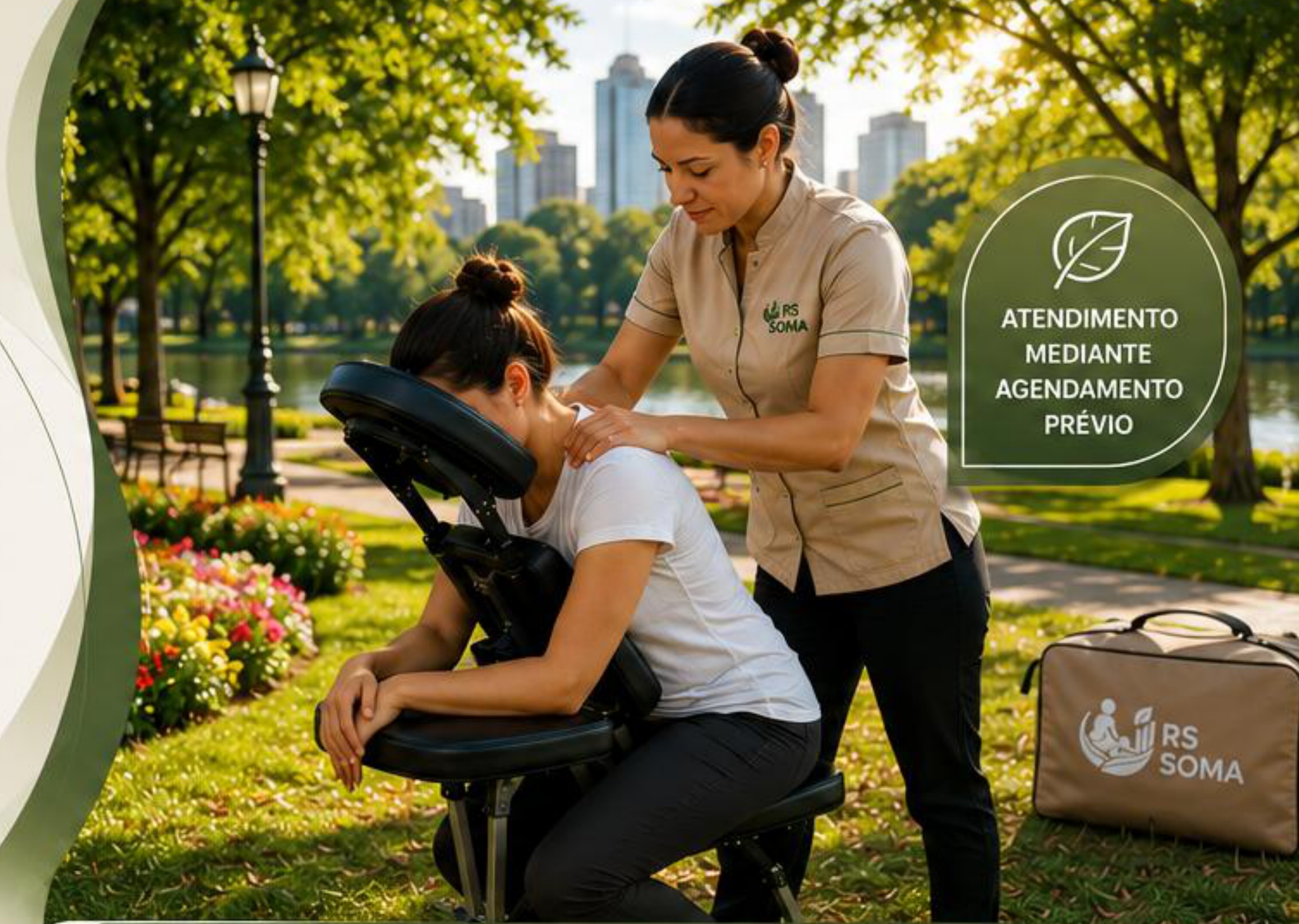 Sessão de massagem ao ar livre, em meio à natureza